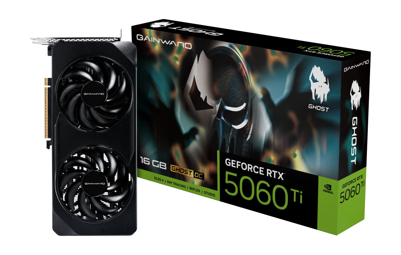 Card đồ họa Gainward GeForce RTX 5060 Ti Ghost 16GB OC 16GB GDDR7 128 bits thiết kế đen gọn gàng