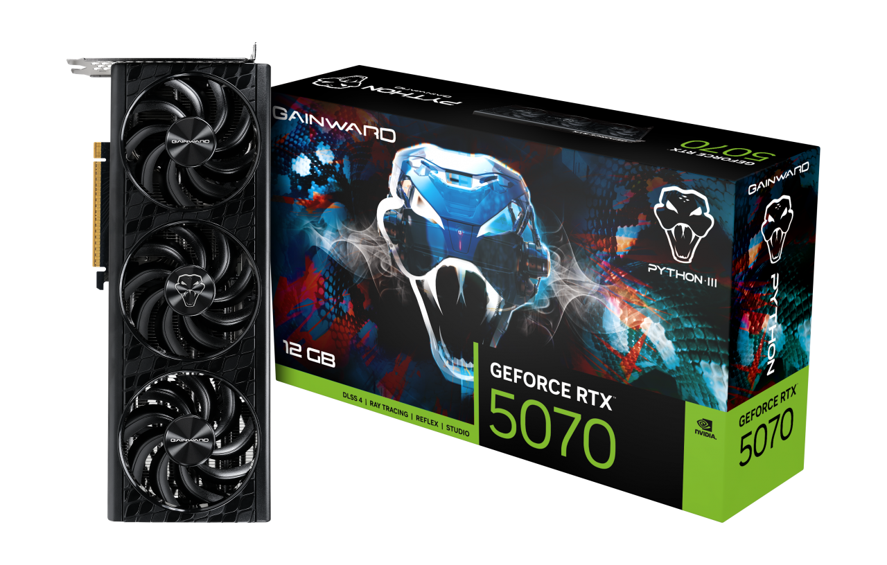 Card đồ họa Gainward GeForce RTX 5070 Python III 12GB GDDR7 192 bits thiết kế ba quạt SFF